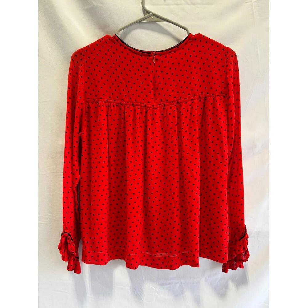 GANNI Red Satin Black Trim Top – Size 38 (Sheer/Thin Patch in Fabric) - Picture 4 of 9